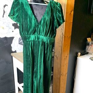 Mink Pink Green Velvet pantsuit sz M - holiday, vintage vibes